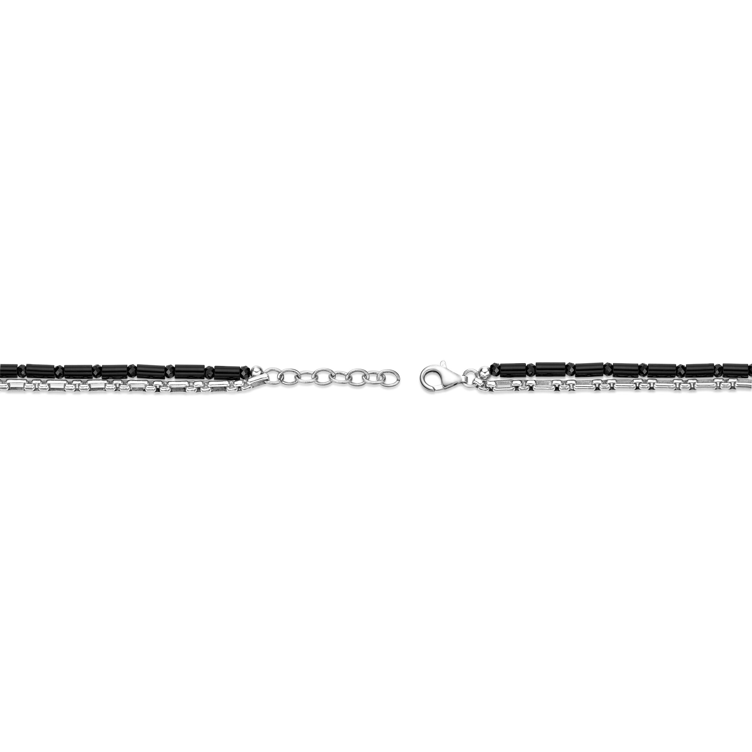 Men's Black Agate and Black Spinel Bracelet in Sterling Silver