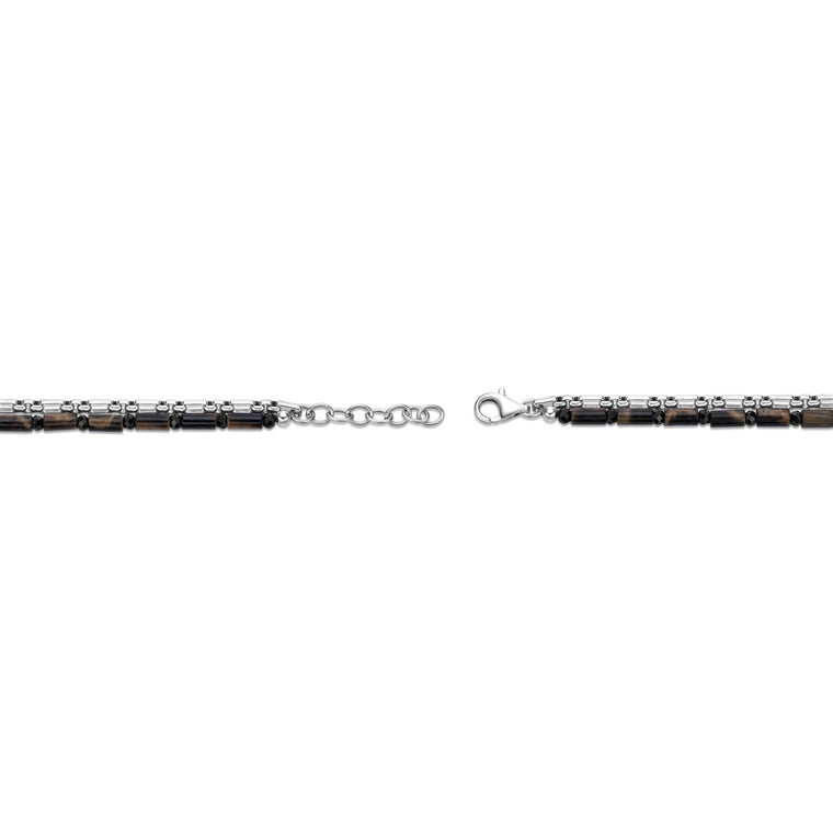 Men's Tiger Eye and Black Spinel Bracelet in Sterling Silver