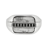Men's Howlite and Black Spinel Ring in Sterling Silver