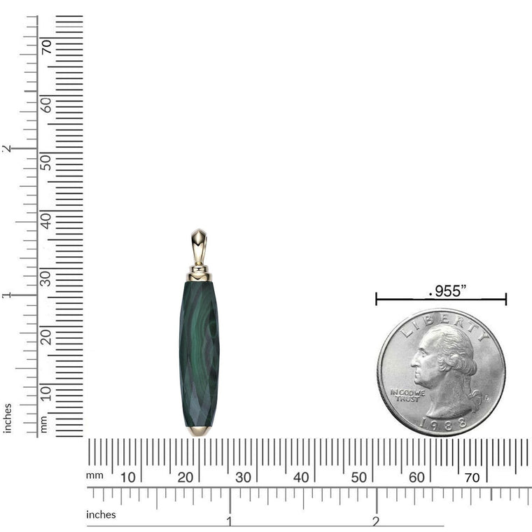 Men's Malachite Pendant in Yellow Gold Plated Sterling Silver