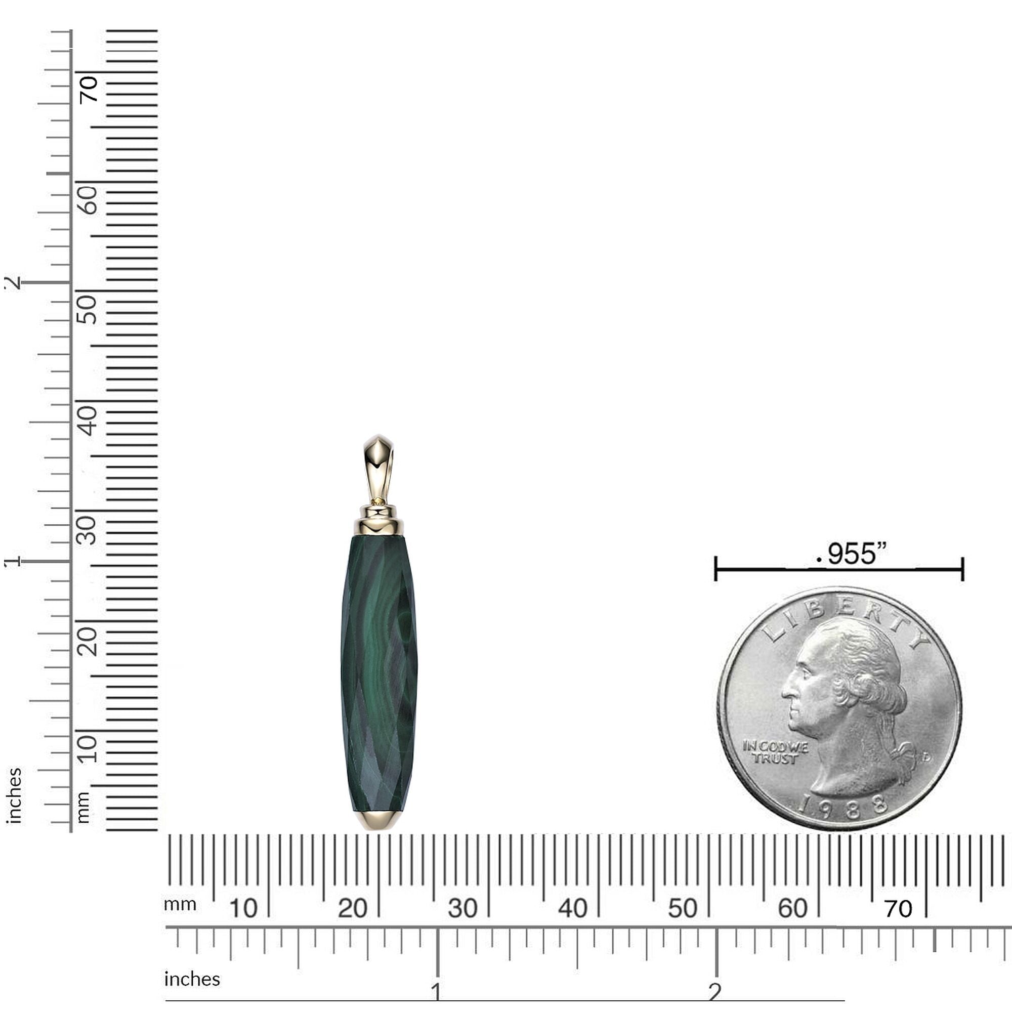 Men's Malachite Pendant in Yellow Gold Plated Sterling Silver