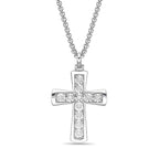 Men's Lab Grown Diamond Cross Pendant in Sterling Silver (1/2 ct. tw.)