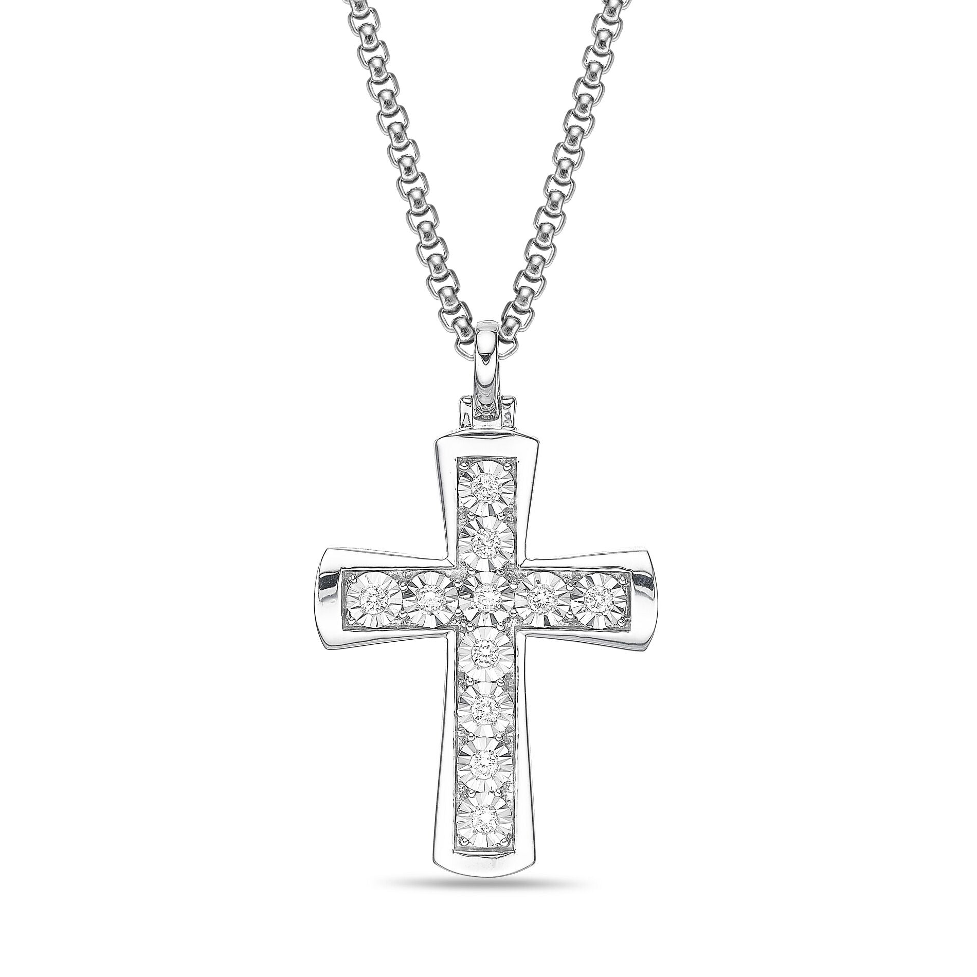 Men's Lab Grown Diamond Cross Pendant in Sterling Silver (1/2 ct. tw.)