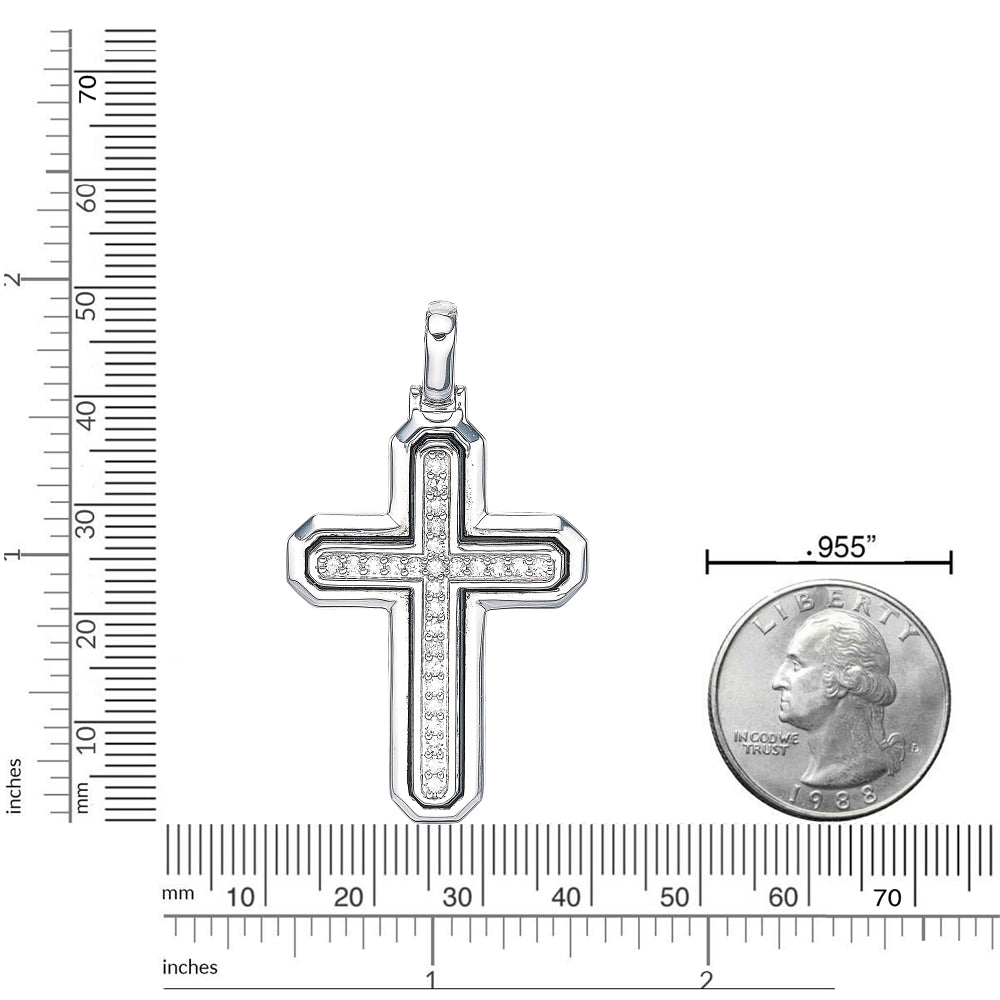 Men's Lab Grown Diamond Cross Pendant in Sterling Silver (1/2 ct. tw.)