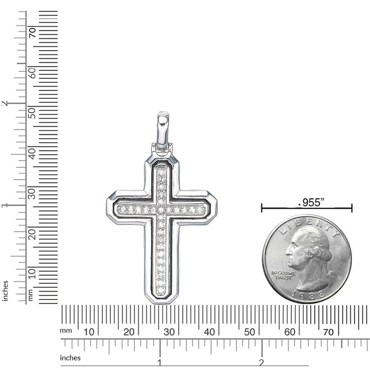 Men's Lab Grown Diamond Cross Pendant in Sterling Silver (1/2 ct. tw.)