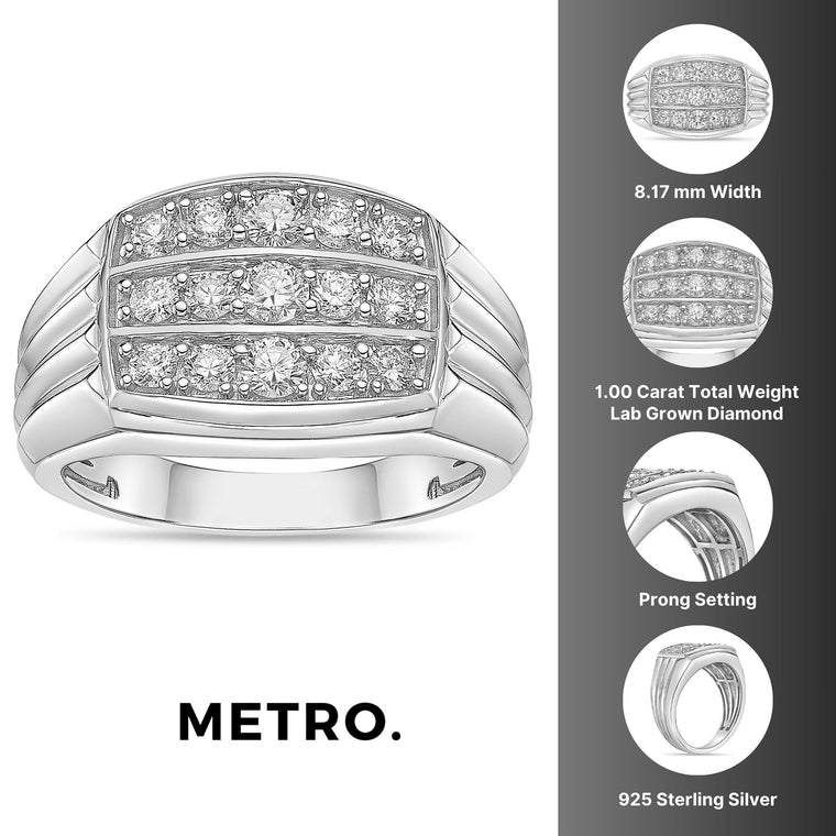 Ribbed Cluster Ring in Sterling Silver