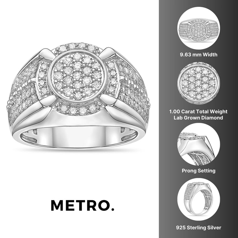 Pavé Halo Ring in Sterling Silver