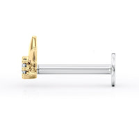 Titanium Starburst Cartilage Piercing with 14K Gold - 18G