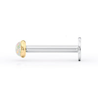 Titanium White Opal Cartilage Piercing with 14K Gold - 18G
