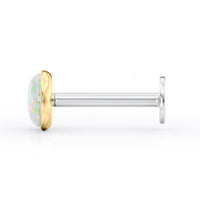 Titanium White Opal Cartilage Piercing with 14K Gold - 18G