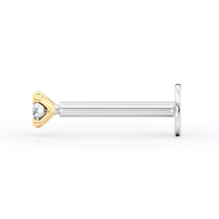Titanium Cubic Zirconia Cartilage Piercing with 14K Gold - 18G
