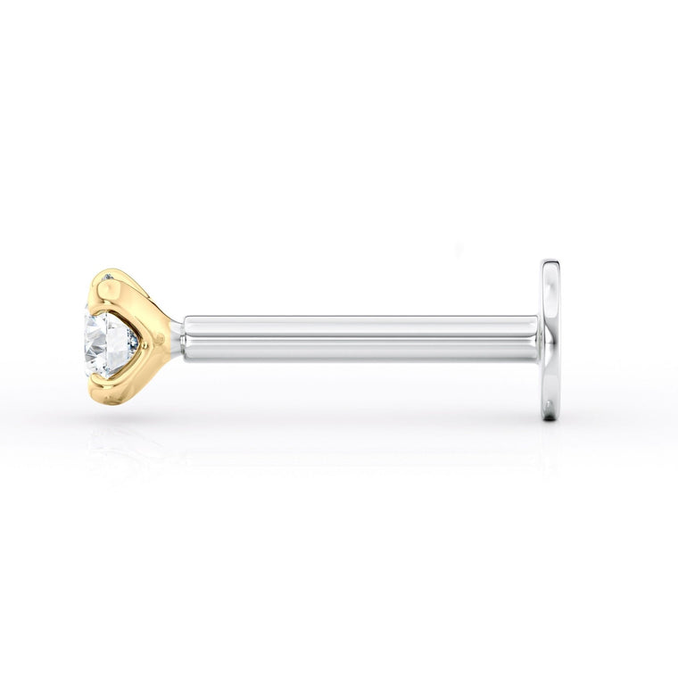 Titanium Cubic Zirconia Cartilage Piercing with 14K Gold - 18G