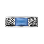 Men's Royal Blue Agate Woven Band in Sterling Silver