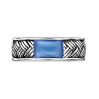 Men's Royal Blue Agate Woven Band in Sterling Silver
