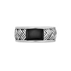 Men's Black Onyx Woven Band in Sterling Silver
