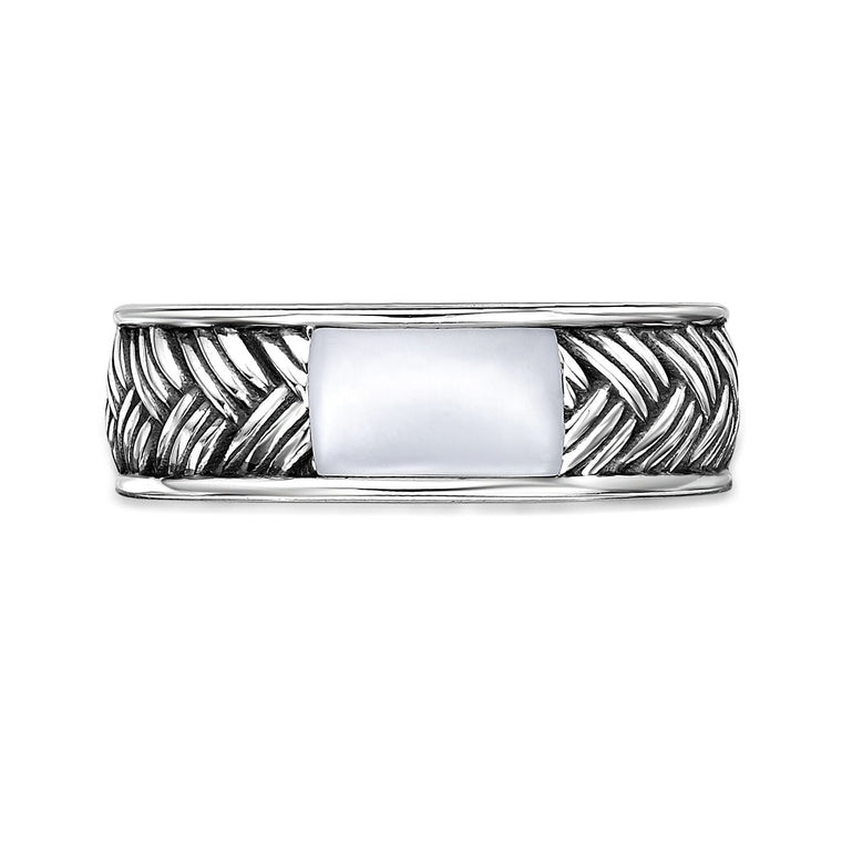 Men's Mother of Pearl Woven Band in Sterling Silver