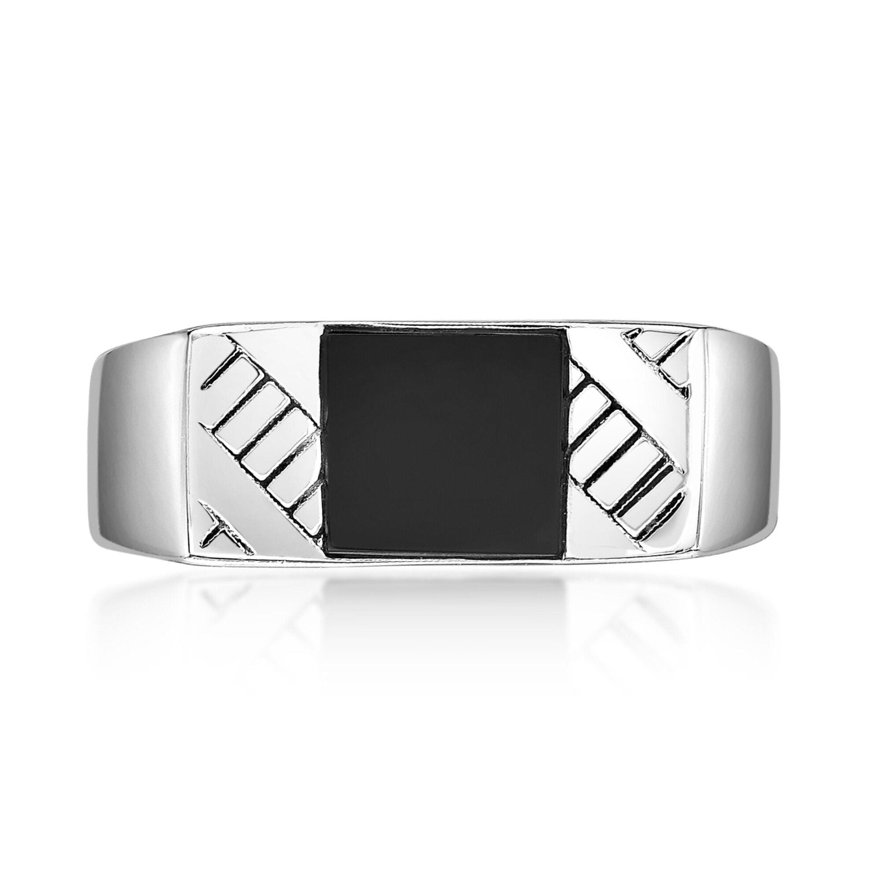 Men's Black Onyx Ring in Sterling Silver