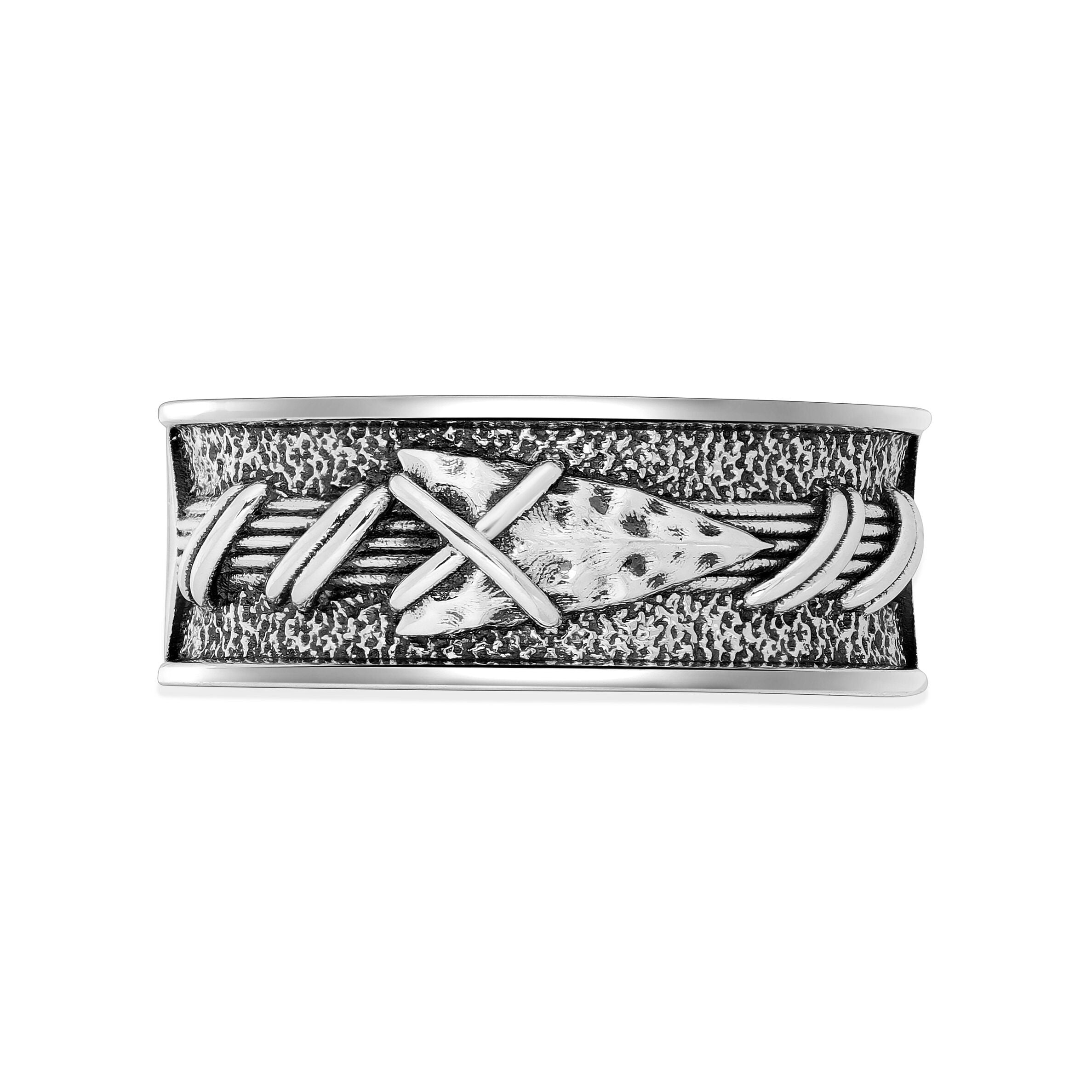 Men's Arrowhead Band in Oxidized Sterling Silver