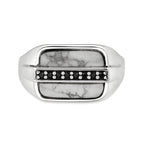 Men's Howlite and Black Spinel Ring in Sterling Silver