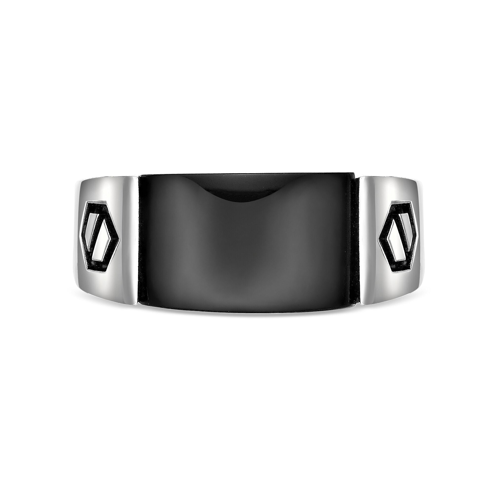Men's Black Onyx Geometric Ring in Sterling Silver