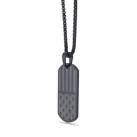 American Flag Dog Tag in Black Ion-Plated Stainless Steel