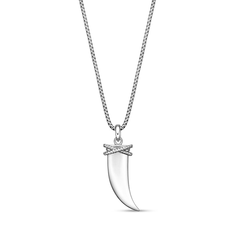0.50 cttw Black Diamond Fang Pendant in Sterling Silver, 24"