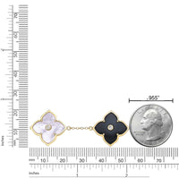 Black Onyx, Mother of Pearl and Cubic Zirconia Flower Bracelet in Yellow Gold Plated Sterling Silver