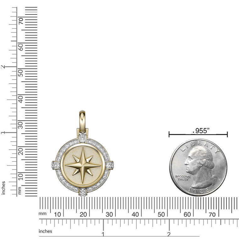 0.34 cttw Natural Diamond Medallion Pendant in Yellow Gold Plated Sterling Silver, 24" 