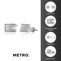 Black Resin Rectangle Cufflinks in Stainless Steel