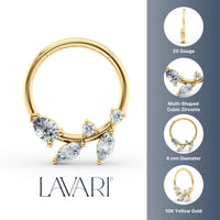 10K Yellow Gold Cubic Zirconia Nose Hoop - 20G