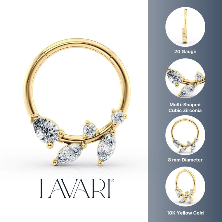 10K Yellow Gold Cubic Zirconia Nose Hoop - 20G