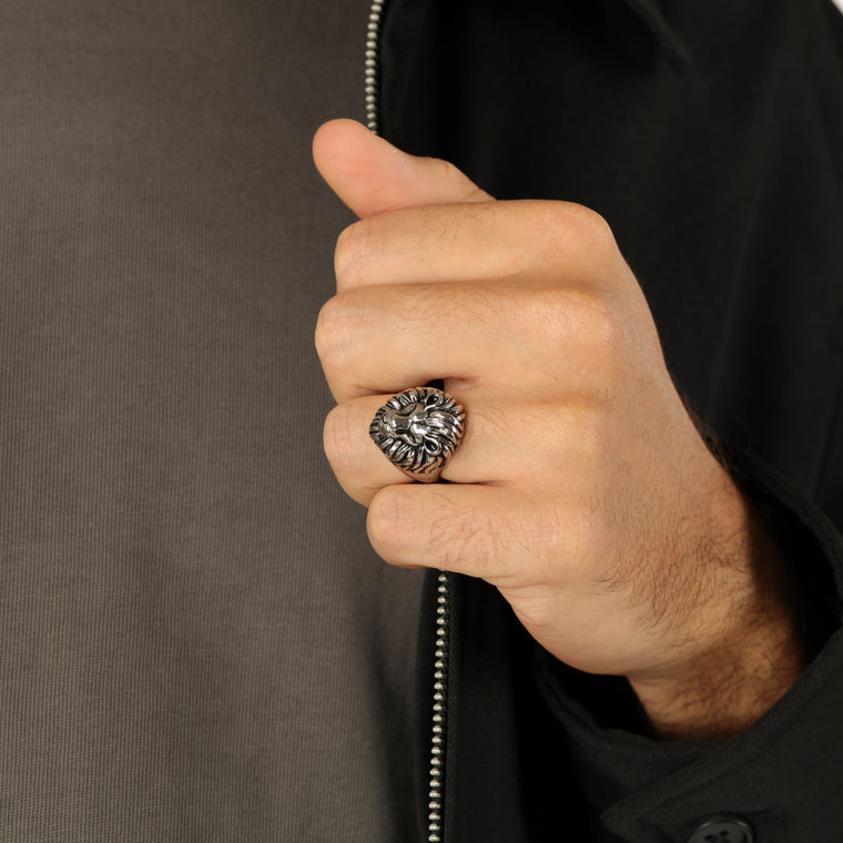 Lion Head Ring in Stainless Steel
