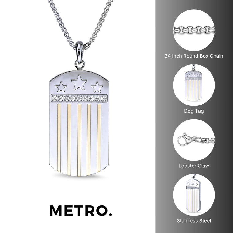 Texas Flag Dog Tag in Steel High Polish Stainless Steel