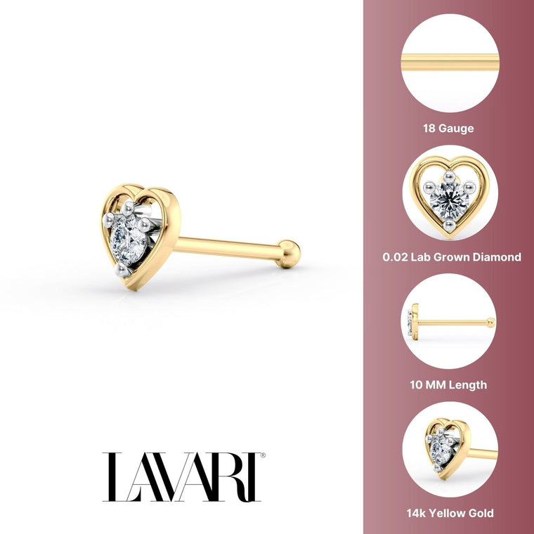 18 G (1.0 mm) Straight-Stud Nose Ring in 14K Yellow Gold