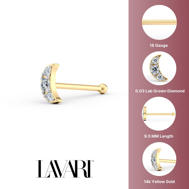 18 G (1.0 mm) Straight-Stud Nose Ring in 14K Yellow Gold