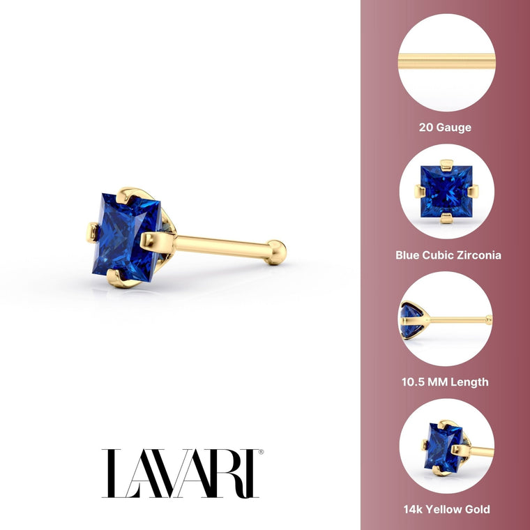 14K Cubic Zirconia Nose Stud - 20G