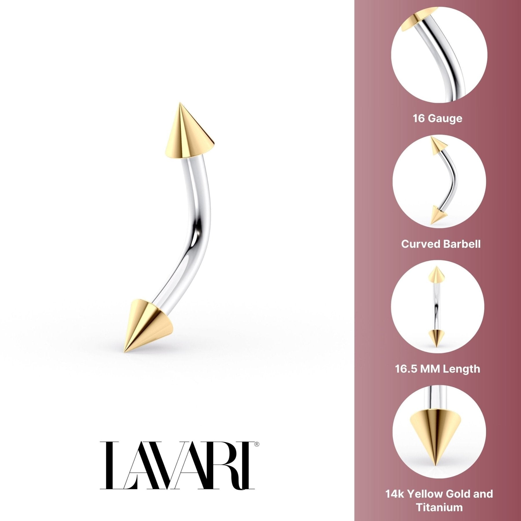 Banana Pin Eyebrow Piercing - 14G