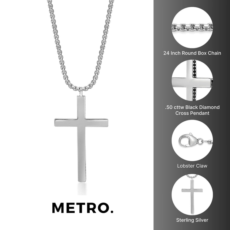 Diamond Simple Cross Pendant in 925 Sterling Silver