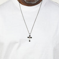 Men's Black Onyx Cross Pendant in Sterling Silver