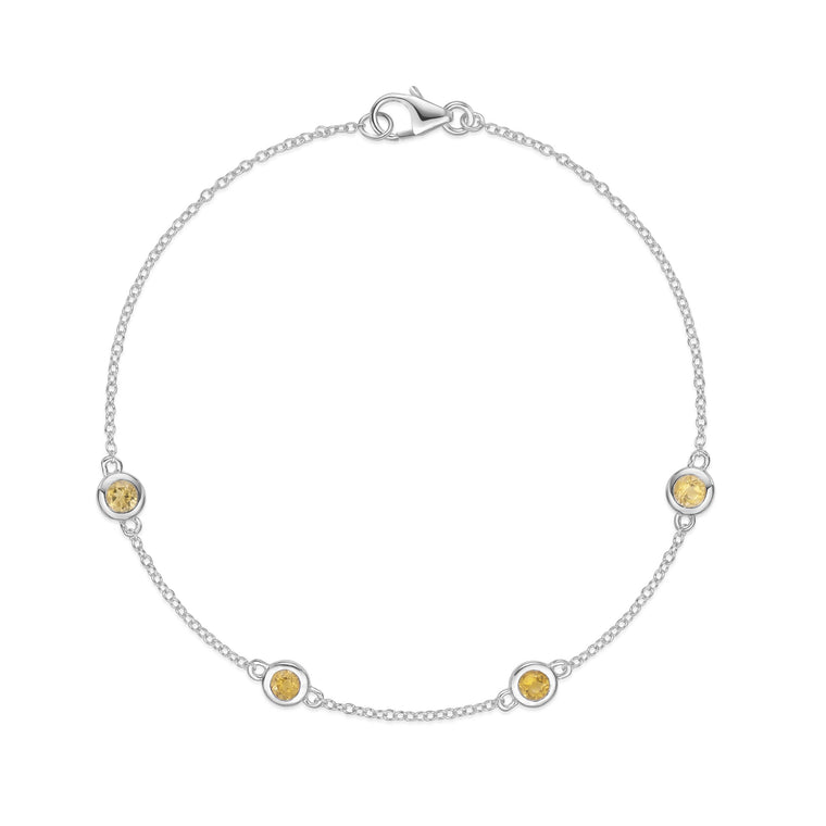 Birthstone Station Bracelet in Sterling Silver