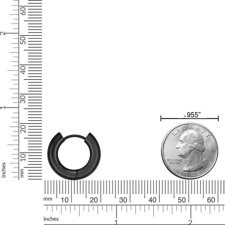 Plain Hoop Earring in Black Ion Plated Stainless Steel