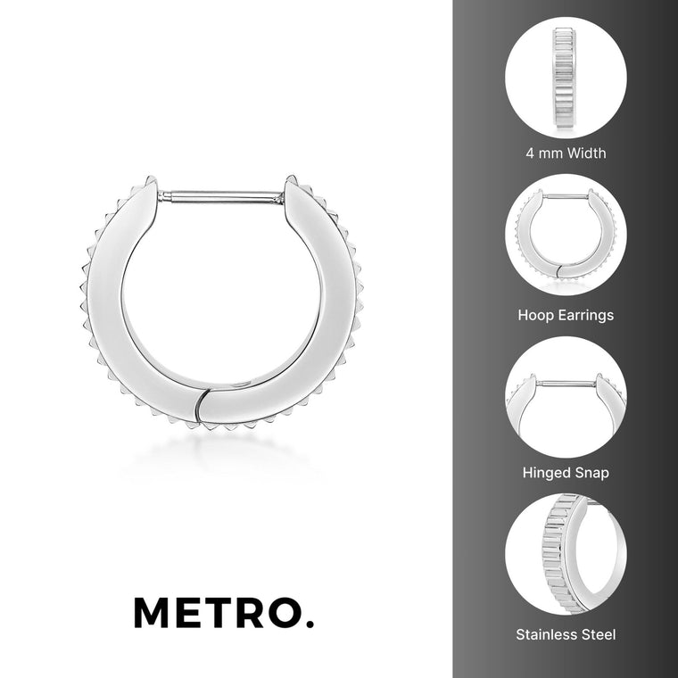 Ridged Hoop Earring in Stainless Steel