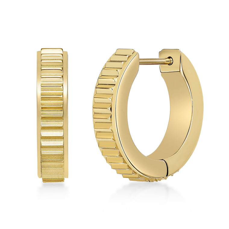 Ridged Hoop Earring in Gold Ion Plated Stainless Steel