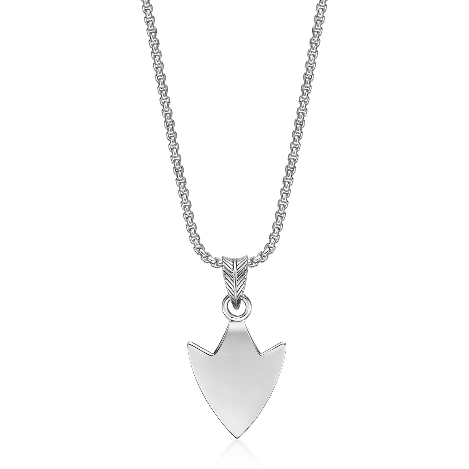Men’s Arrowhead Pendant with Black Spinel in Sterling Silver