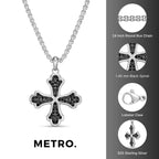 Men's Black Spinel Cross Pendant in Sterling Silver