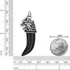 Men's Black Agate Claw Pendant with Black Spinel in Sterling Silver