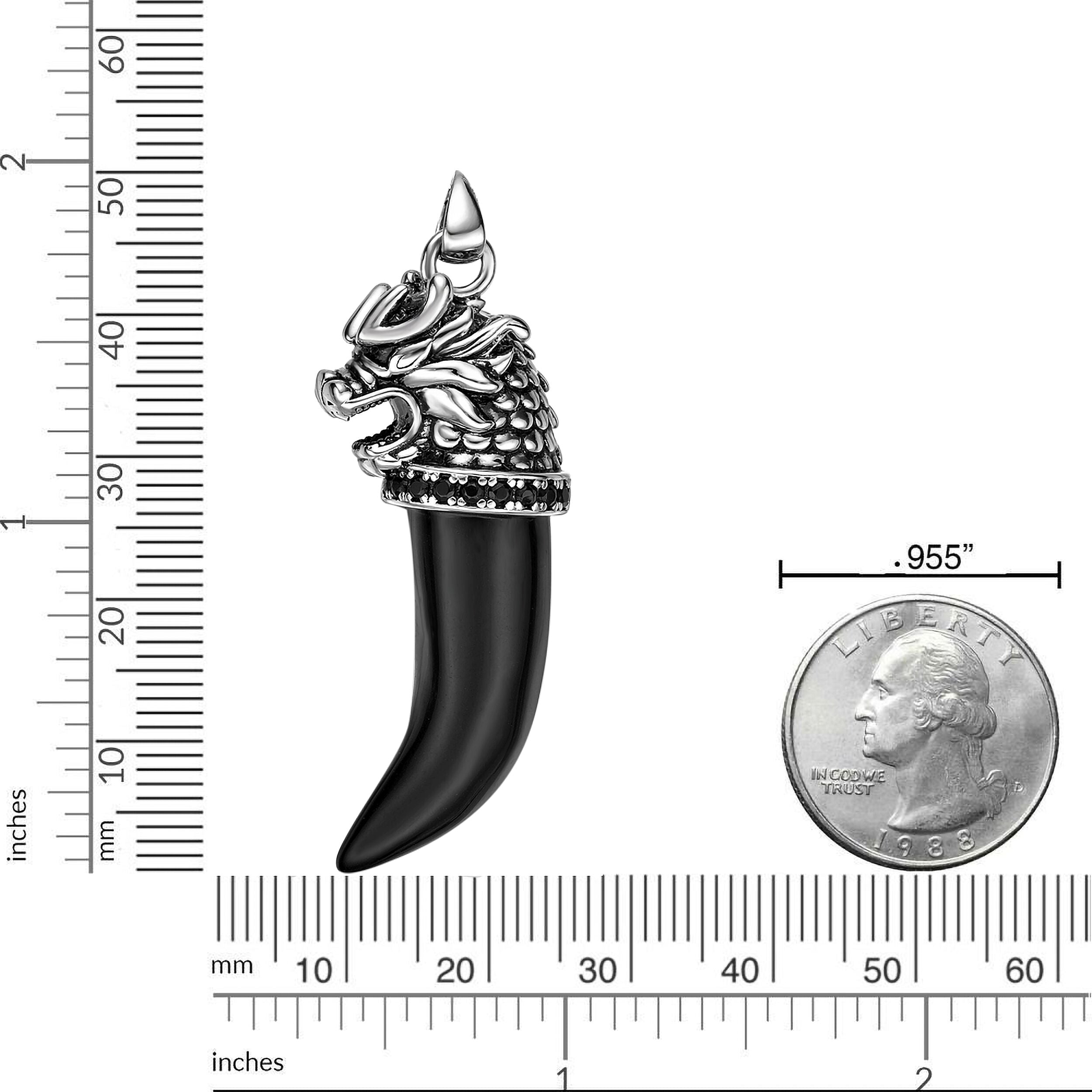 Men's Black Agate Claw Pendant with Black Spinel in Sterling Silver