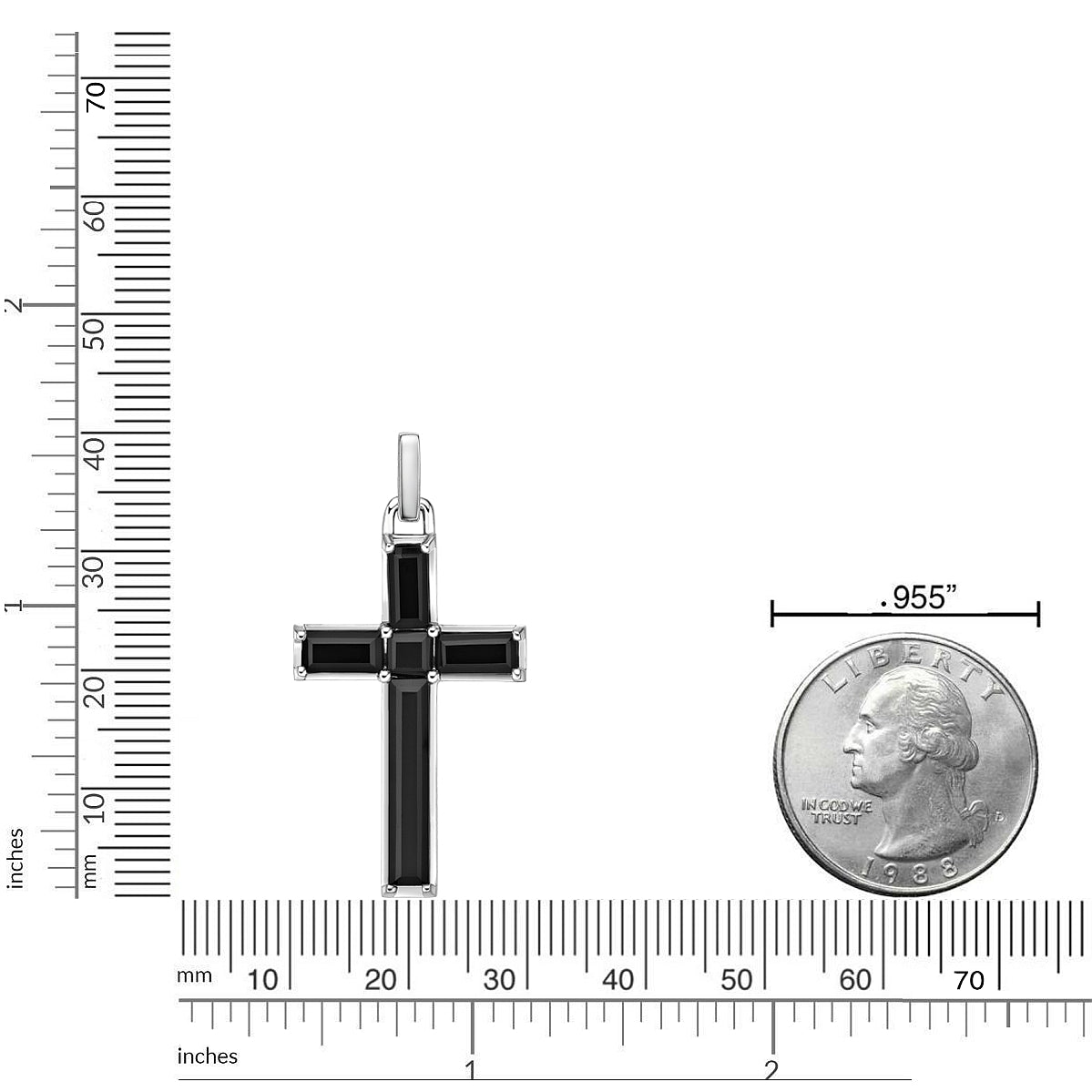 Men's Black Onyx Cross Pendant in Sterling Silver