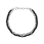 Men's Black Agate and Black Spinel Bracelet in Sterling Silver