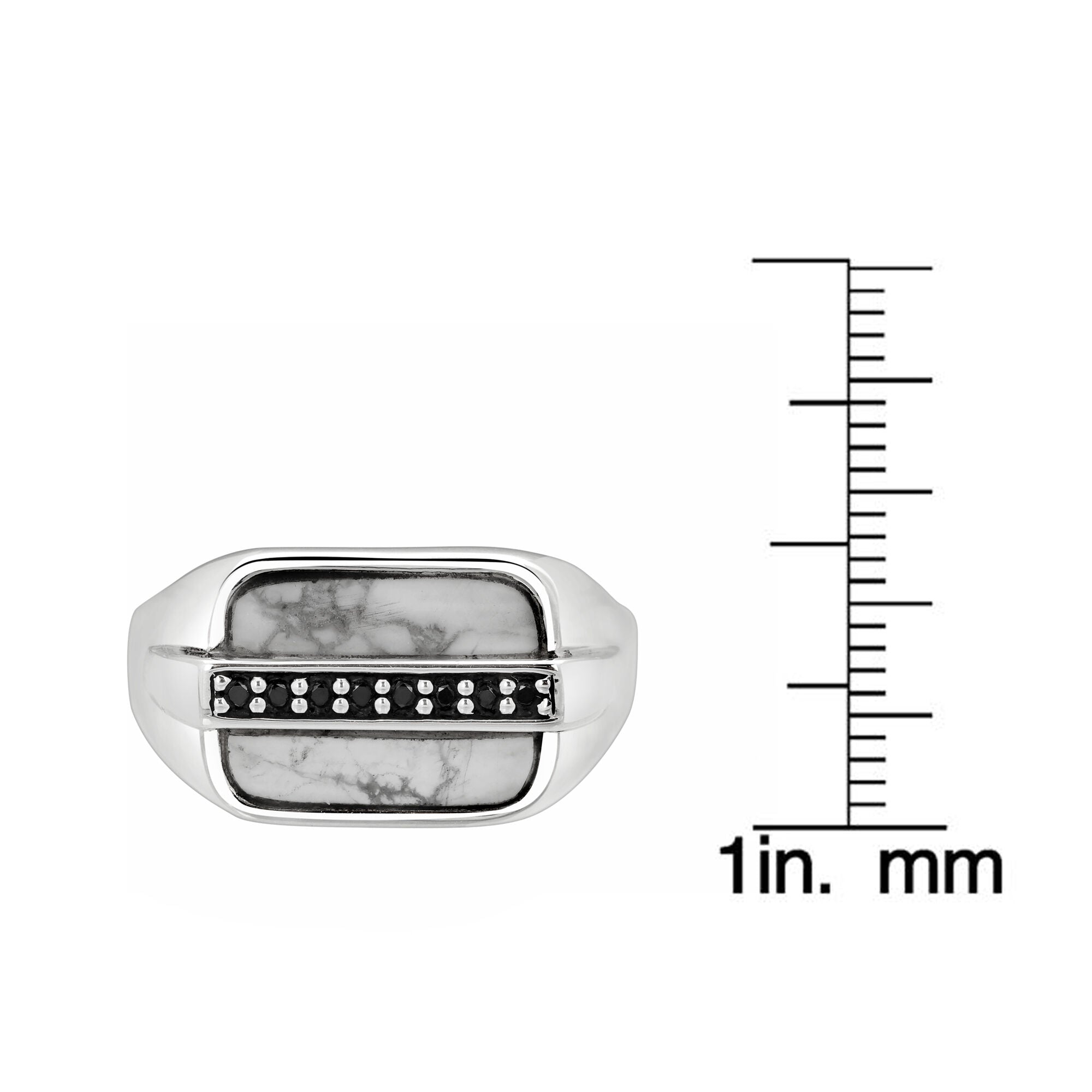 Men's Howlite and Black Spinel Ring in Sterling Silver